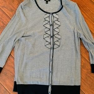 Talbots Striped Navy Cardigan